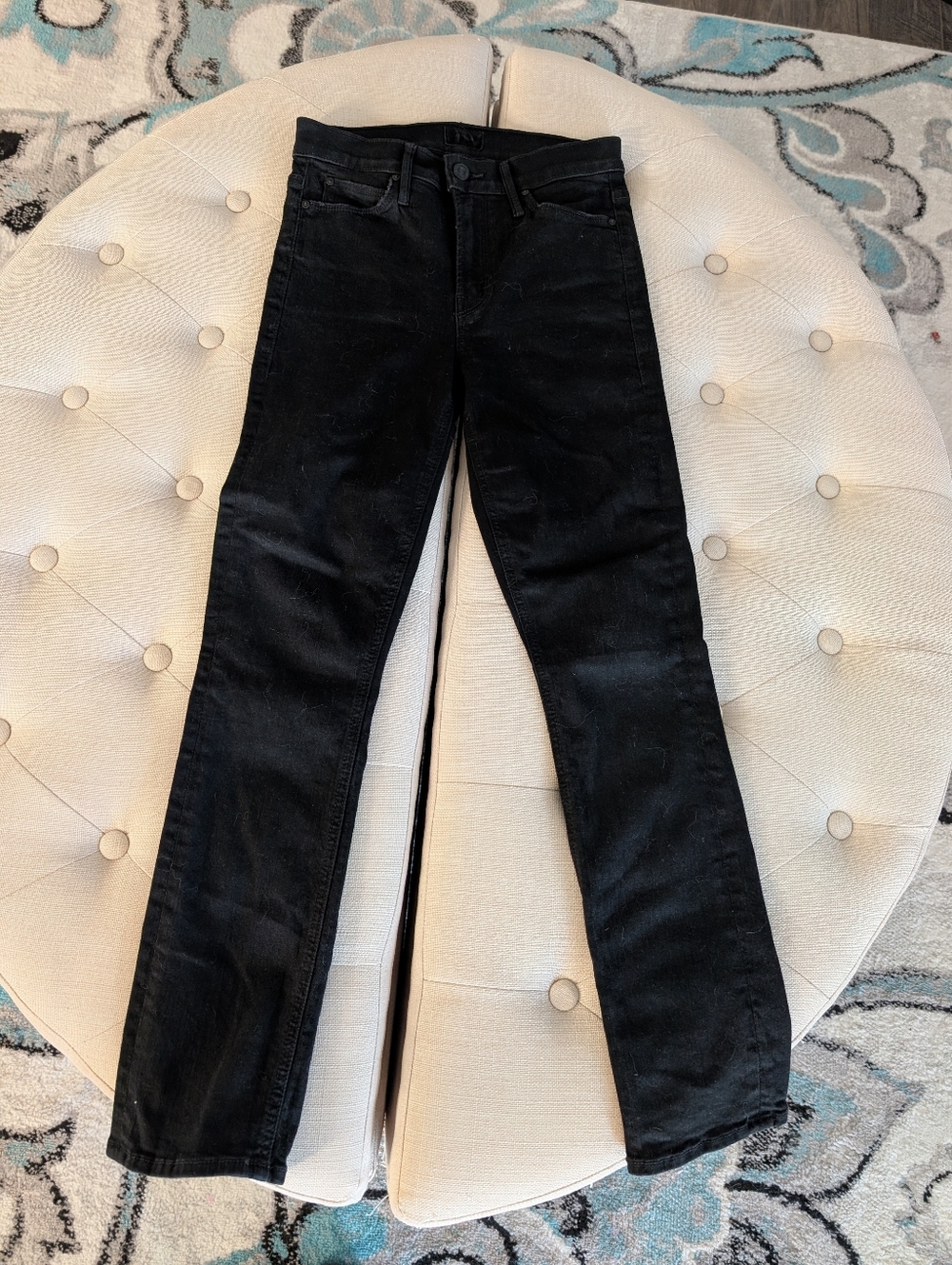 Mother Mid Rise Dazzler Ankle Black Jeans 24